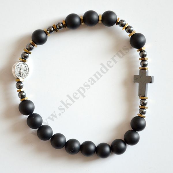 DZIESIĄTEK RÓŻAŃCA - bransoletka onyks matowy - 73398