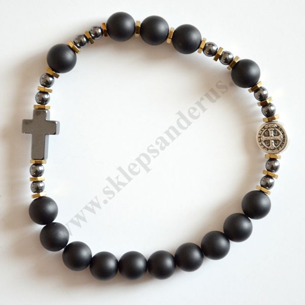 DZIESIĄTEK RÓŻAŃCA - bransoletka onyks matowy - 73398