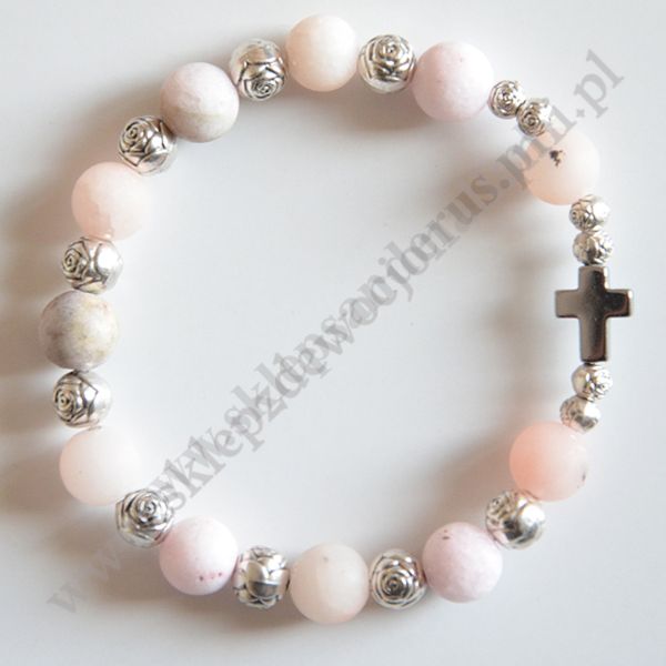 DZIESIĄTKA RÓŻAŃCA OPAL RÓŻOWY - bransoletka - 83670