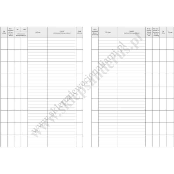 KSIĘGA KORESPONDENCJI - 72431