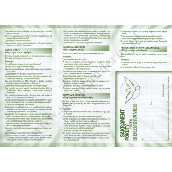 RACHUNEK SUMIENIA DLA KANDYDATÓW DO BIERZMOWANIA - format 9.8 x 21 cm - paczka 25 szt. - 7977
