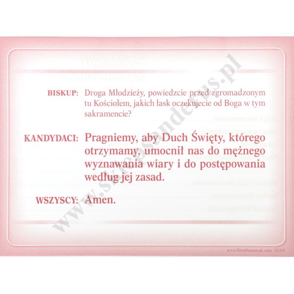 ŚWIADECTWO SAKRAMENTU BIERZMOWANIA - format 14 x 10.3 cm - 63440