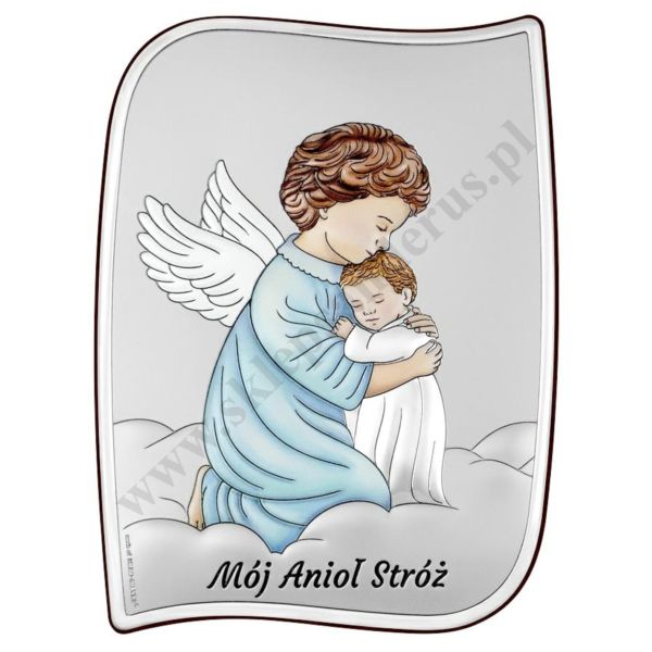 ANIOŁ STRÓŻ - OBRAZEK SREBRNY - 6764S/2XCOL