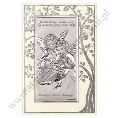 ANIOŁ STRÓŻ - OBRAZEK SREBRNY - 6468SP/2A