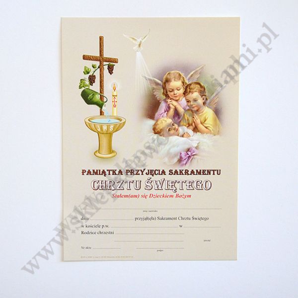 TECZKA Z PAMIĄTKĄ SAKRAMENTU CHRZTU - FORMAT A5
