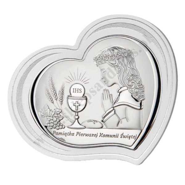 PAMIĄTKA I KOMUNII ŚWIĘTEJ - OBRAZEK SREBRNY format 19 x 16 cm - VL856/4L