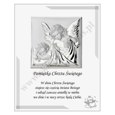 ANIOŁ STRÓŻ - OBRAZEK SREBRNY 20 x 25 cm - VL880S1BI