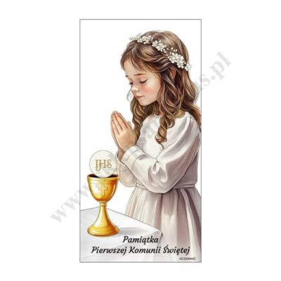 PAMIĄTKA PIERWSZEJ KOMUNII ŚWIĘTEJ - obrazek 9 x 18 cm - IC107/2A