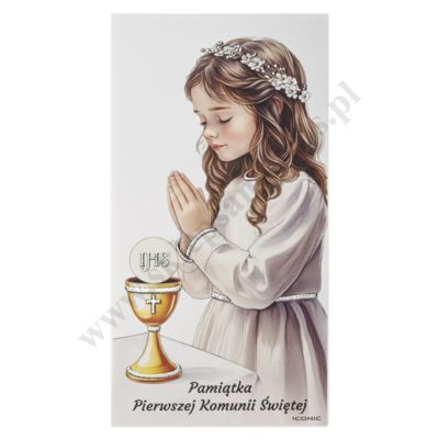 PAMIĄTKA PIERWSZEJ KOMUNII ŚWIĘTEJ - obrazek 12 x 24 cm - IC107/3A