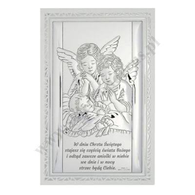 ANIOŁ STRÓŻ - OBRAZEK SREBRNY 11.5 x 17.5 cm - VL81501S3/4L