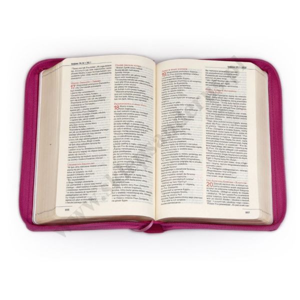 BIBLIA DLA KOBIET - suwak, złocone brzegi kartek, malinowa
