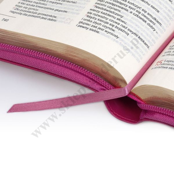 BIBLIA DLA KOBIET - suwak, złocone brzegi kartek, malinowa