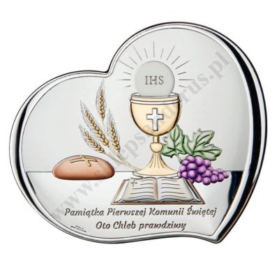 PAMIĄTKA I KOMUNII ŚWIĘTEJ - OBRAZEK SREBRNY 14.5 x 12.5 cm - VL847/3LCOL