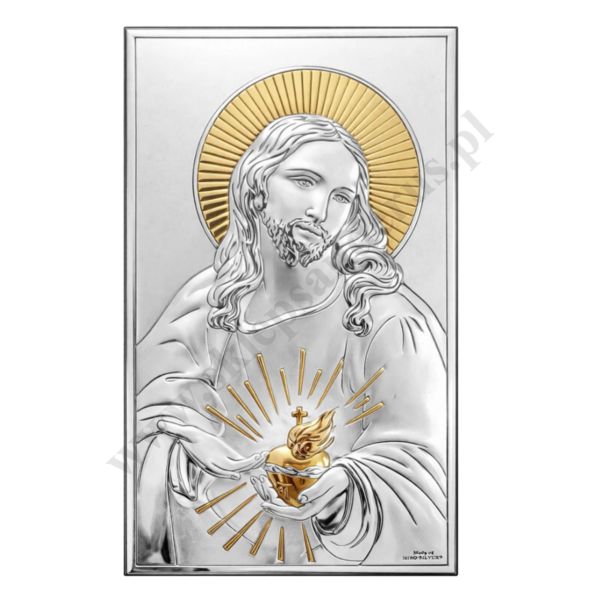 SERCE PANA JEZUSA - OBRAZEK SREBRNY format 12 x 20 cm - VL81448/4XLORO