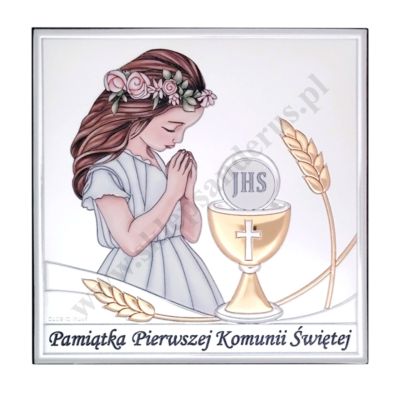 PAMIĄTKA I KOMUNII ŚWIĘTEJ - OBRAZEK SREBRNY format 13 x 13 cm - FU810513CER
