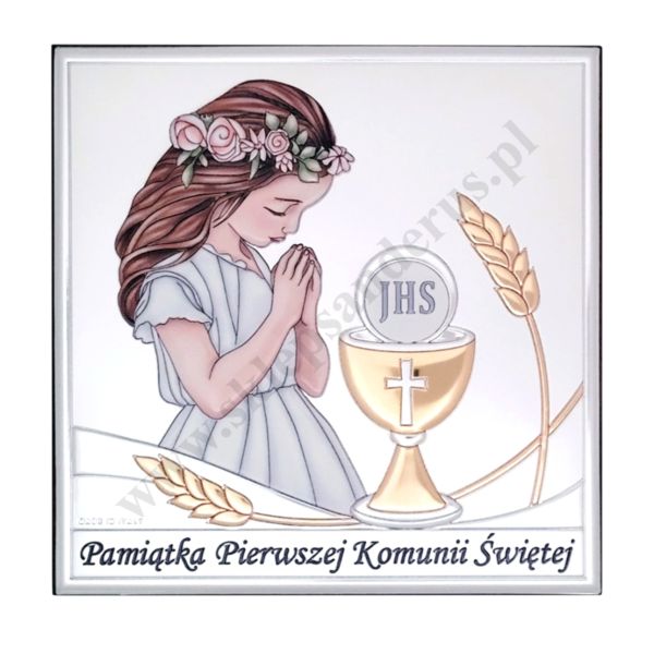 PAMIĄTKA I KOMUNII ŚWIĘTEJ - OBRAZEK SREBRNY format 13 x 13 cm - FU810513CER
