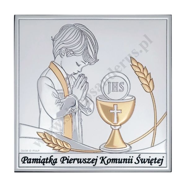 PAMIĄTKA I KOMUNII ŚWIĘTEJ - OBRAZEK SREBRNY format 13 x 13 cm - FU810613O