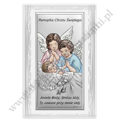 ANIOŁ STRÓŻ - OBRAZEK SREBRNY - 6655W/2COL