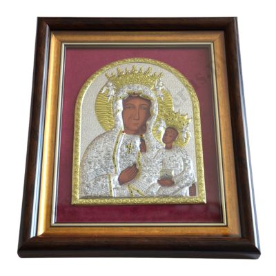 MATKA BOŻA CZĘSTOCHOWSKA - ikona w ramce za szkłem 27.3 x 33 cm - 89512