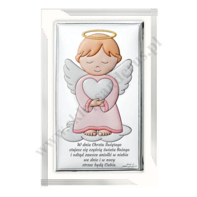 ANIOŁ STRÓŻ - OBRAZEK SREBRNY 11.5 x 17.5 cm - VL75023S2/4LR