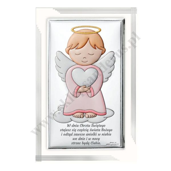 ANIOŁ STRÓŻ - OBRAZEK SREBRNY 11.5 x 17.5 cm - VL75023S2/4LR