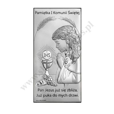 PAMIĄTKA I KOMUNII ŚWIĘTEJ - OBRAZEK SREBRNY 9 x 18 cm - 6717/2XSA