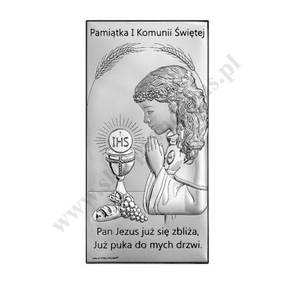 PAMIĄTKA I KOMUNII ŚWIĘTEJ - OBRAZEK SREBRNY 9 x 18 cm - 6717/2XSA