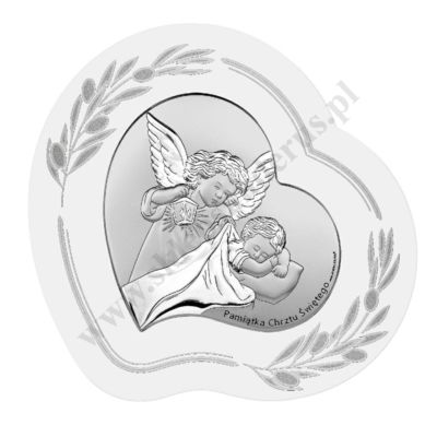 ANIOŁ STRÓŻ - OBRAZEK SREBRNY 11 x 10 cm - 6748SOP/1