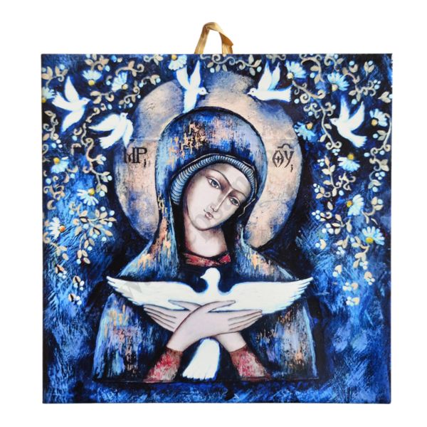 MATKA BOŻA NIOSĄCA DUCHA ŚWIĘTEGO - obrazek na ceramice 15 x 15 cm - 30857