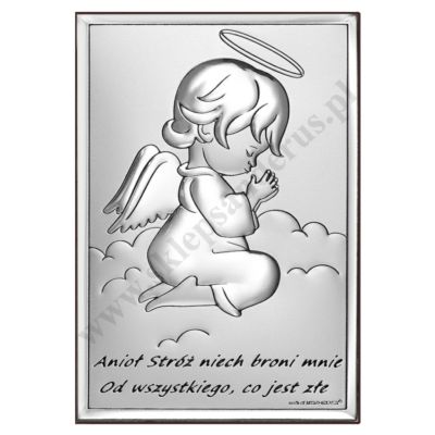 ANIOŁ STRÓŻ - OBRAZEK SREBRNY 9 x 13 cm - 6667S/2X