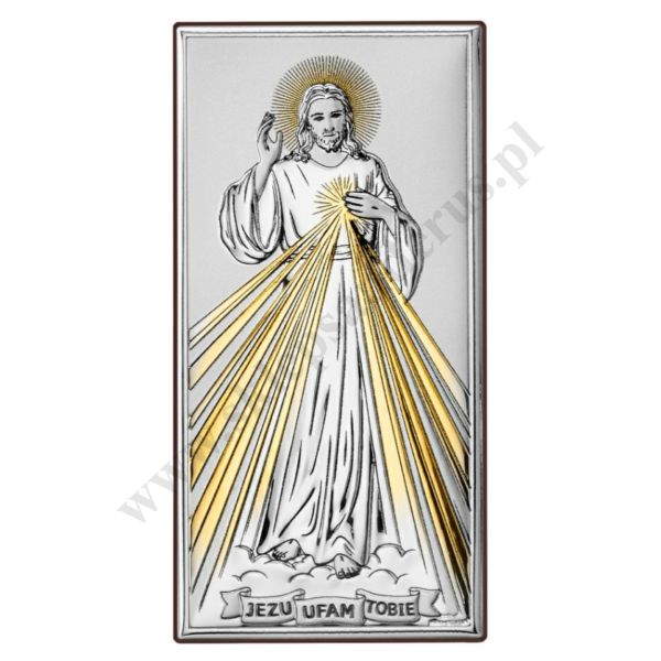JEZU UFAM TOBIE - OBRAZEK SREBRNY 12 x 24 cm - 6443/3ORO