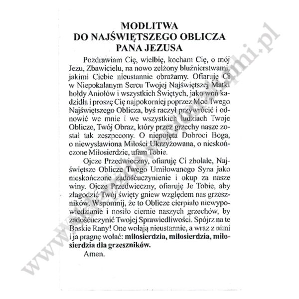 OBLICZE PANA JEZUSA Z CAŁUNU - obrazek 6.5 x 10 cm - paczka 100 szt. - 6910
