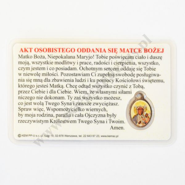MEDALIK FOLIOWANY - MATKA BOŻA CZĘSTOCHOWSKA - format 8.5 x 5.5 cm - 62442