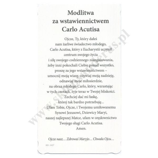ŚW. CARLO ACUTIS - obrazek 6.5 x 11.5 cm - paczka 100 szt. - 80336