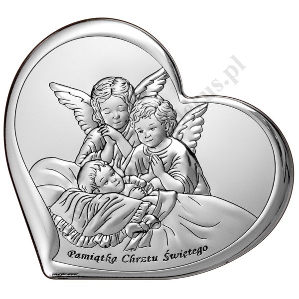 ANIOŁ STRÓŻ - OBRAZEK SREBRNY 11 x 9.6 cm - 6451/2