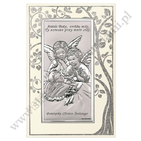 ANIOŁ STRÓŻ - OBRAZEK SREBRNY - 6468SP/2A