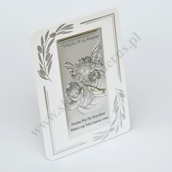 ANIOŁ STRÓŻ - OBRAZEK SREBRNY 13 x 18 cm - 6657OP/2