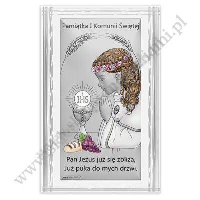 PAMIĄTKA I KOMUNII ŚWIĘTEJ - OBRAZEK SREBRNY - 6717W/2ACOL