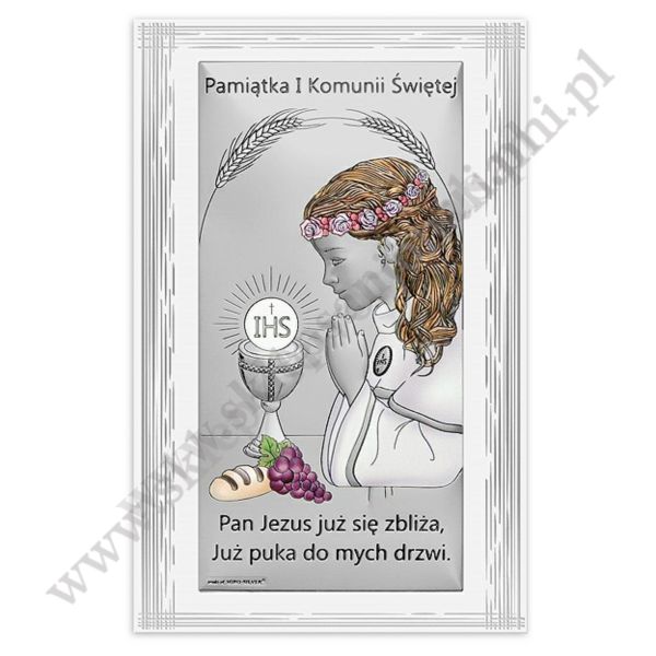 PAMIĄTKA I KOMUNII ŚWIĘTEJ - OBRAZEK SREBRNY - 6717W/2ACOL