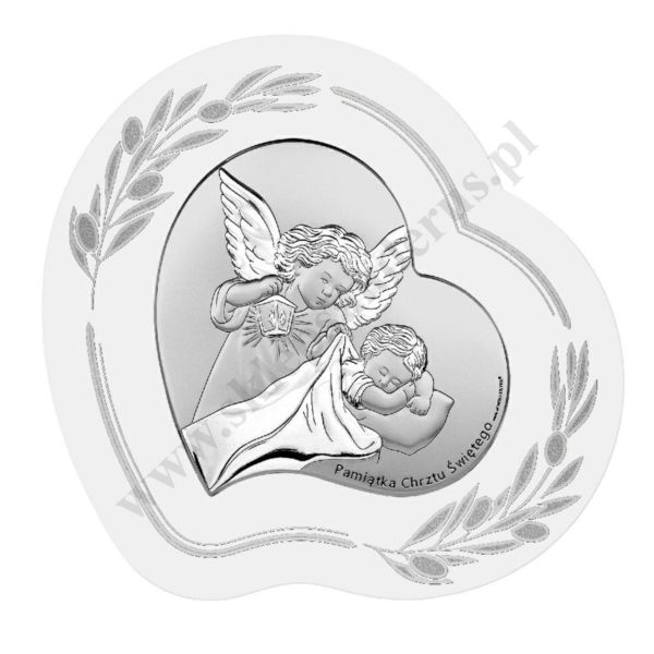 ANIOŁ STRÓŻ - OBRAZEK SREBRNY 11 x 10 cm - 6748SOP/1