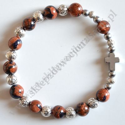 DZIESIĄTKA RÓŻAŃCA PIASEK PUSTYNI + NOC KAIRU - bransoletka - 83738