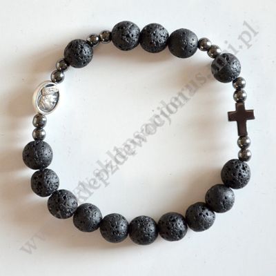 DZIESIĄTEK RÓŻAŃCA LAWA WULKANICZNA - bransoletka - 66798
