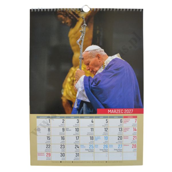 KALENDARZ Z ŚW.JANEM PAWŁEM II - 2027 - format 29,5 x 40,5 cm - 68032