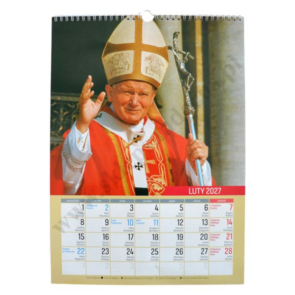 KALENDARZ Z ŚW.JANEM PAWŁEM II - 2027 - format 29,5 x 40,5 cm  - 58811