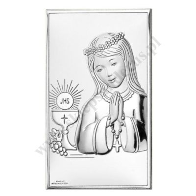 PAMIĄTKA I KOMUNII ŚWIĘTEJ - OBRAZEK SREBRNY format 9 x 15 cm - 81398/3XL