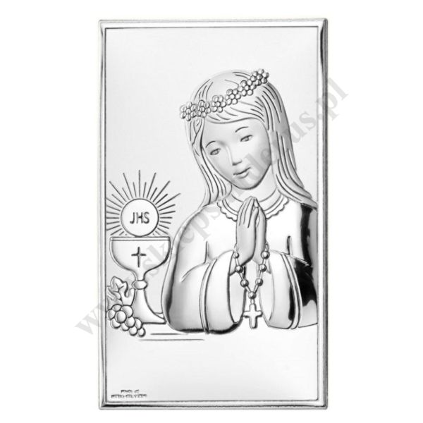 PAMIĄTKA I KOMUNII ŚWIĘTEJ - OBRAZEK SREBRNY format 9 x 15 cm - 81398/3XL