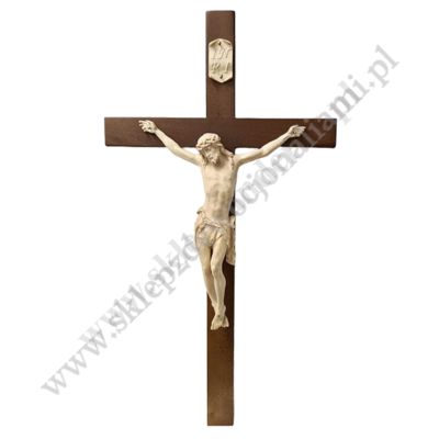KRZYŻ Z DREWNIANYM KORPUSEM CHRYSTUSA - wys.80 cm - 11097