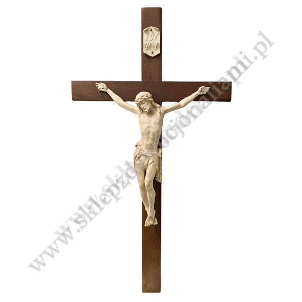 KRZYŻ Z DREWNIANYM KORPUSEM CHRYSTUSA - wys.80 cm - 11097