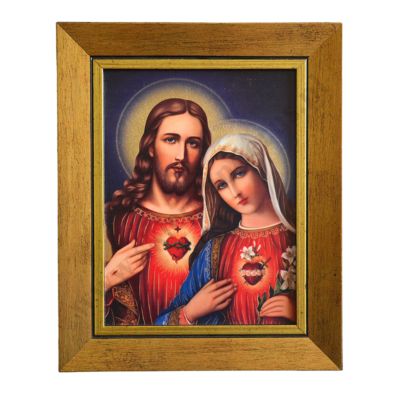 SERCE PANA JEZUSA I MATKI BOŻEJ - obraz 17.7 x 21.8 cm - 74379