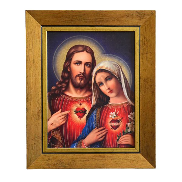 SERCE PANA JEZUSA I MATKI BOŻEJ - obraz 17.7 x 21.8 cm - 74379